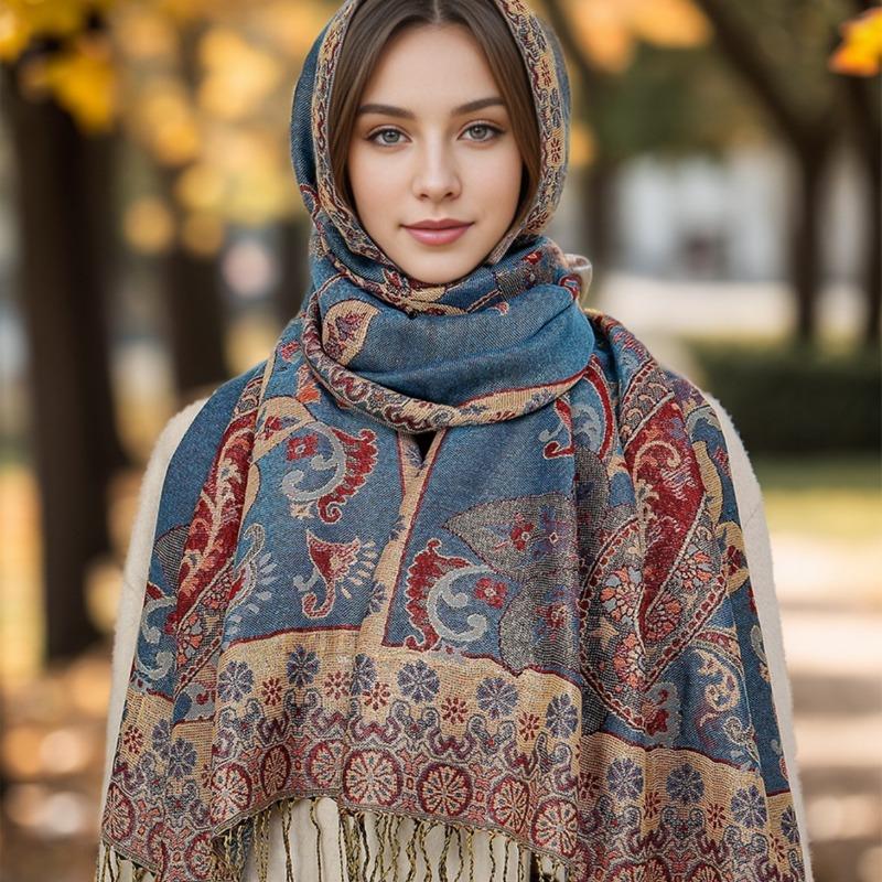Hot-selling popular cashew nut pattern fringed scarf female Xiyin versatile good-looking shawl female