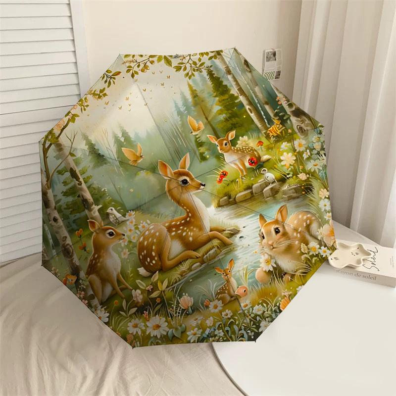 

1PC forest animals Umbrella-8-Rib Reinforced, Automatic Open, Lightweight & Durable, Cute Fashion Accessory for Outdoor-F2702