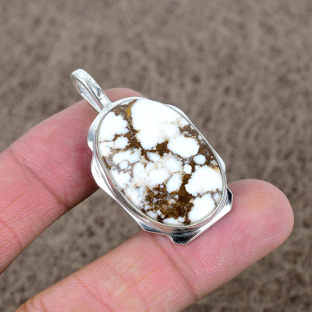 Wild Horse Gemstone Handmade 925 Sterling Silver Jewelry Pendant 1.77" KKG-369