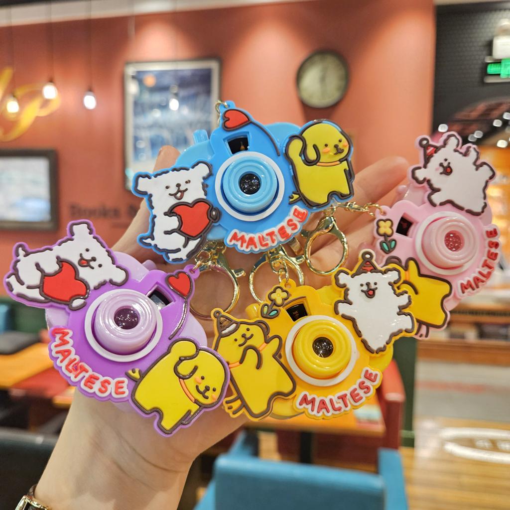 Niedliche Mini-Projektionskamera Cartoon Leuchtendes Projektionslicht Damenhandtasche Schlüsselanhänger Anhänger