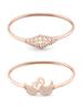 Set of 2 Rose Gold Cubic Zirconia Contemporary Brass Kada Bracelet for Women