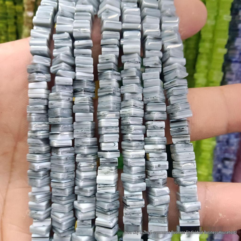 Nepal Kolorowe Kwadratowe Szklane Koraliki 6x3mm do Biżuterii DIY