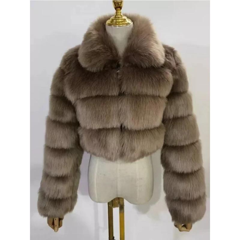 

Повседневная белая черная пушистая осенне-зимняя искусственная шуба женская короткая куртка с длинным рукавом укороченная стеганая меховая куртка для женщин верхняя одежда M хаки