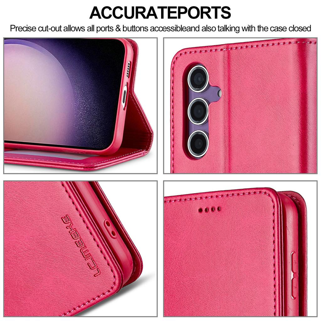 LC.IMEEKE For Samsung Galaxy S25+ Case Calf Texture PU Leather Stand Wallet Phone Cover