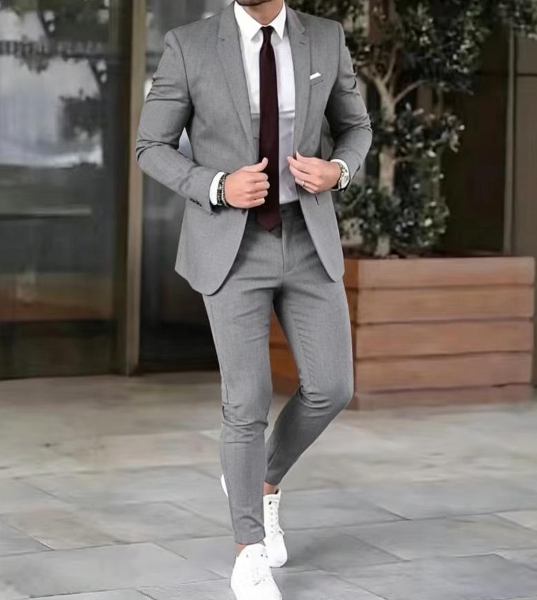 Completo formale da uomo slim fit: Giacca e Pantaloni Monocolore 2026