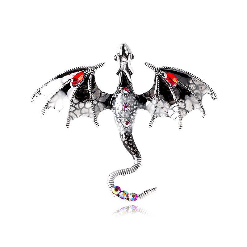 Retro Oil Drip Cartoon Dragon Shape Brooch Zodiac Personality Suit Coat Accessories Pin Jewelry