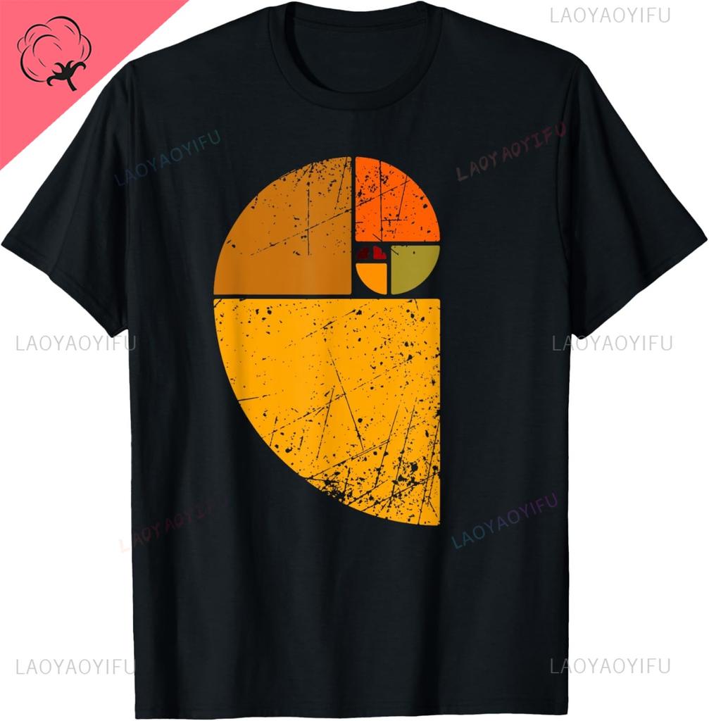 Fibonacci Golden Ratio T-Shirt Print Original Design Gifts T Shirts Cotton Streetwear Vintage T Shirt Camisas Streetwear