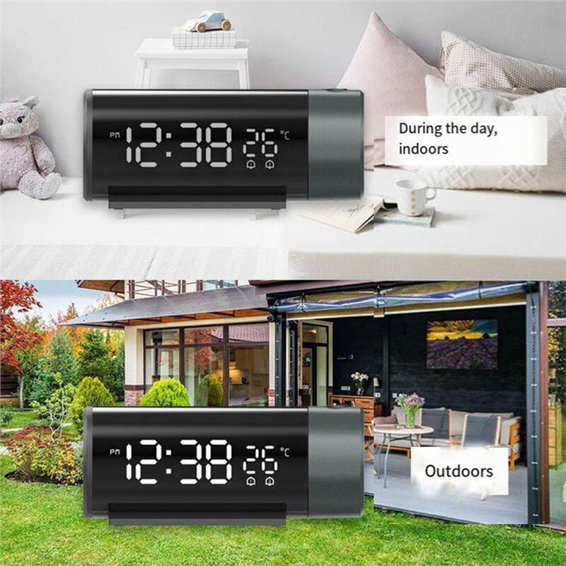 Premium-USB Projection Alarm Clock With Temperature Display Double Alarms And USB Rechargeable For Phone Charging Functi