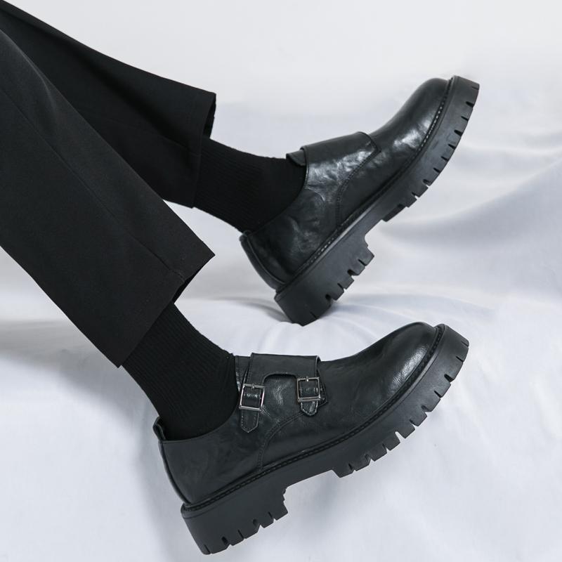 Men's Leather Shoes British Platform Designer Dress Buckle Leather Loafers Male Shoes Man Casual Shoes for Men Designer