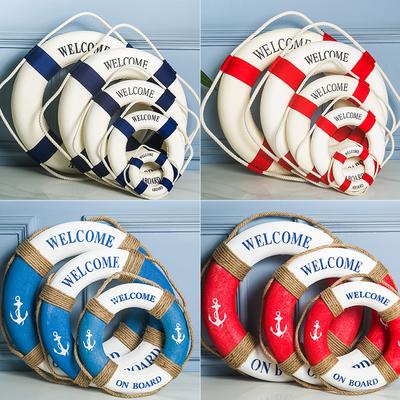 Nautischer Rettungsring Boje Willkommen an Bord Stoff Dekorative Heimwandbehang Dekor Ornament Mediterraner Stil Heimdekoration