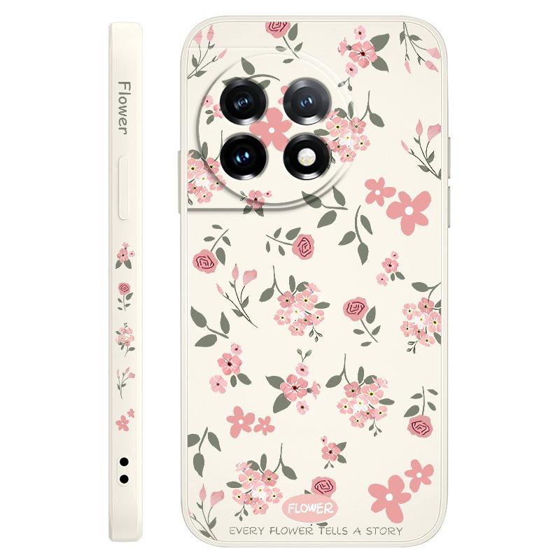 Floral Scent Phone Case For Oneplus 12 12R 11 11R 10 10R 10T 9R 9RT 9 8T 8 7 7T Pro 5G Liquid Silicone Cover