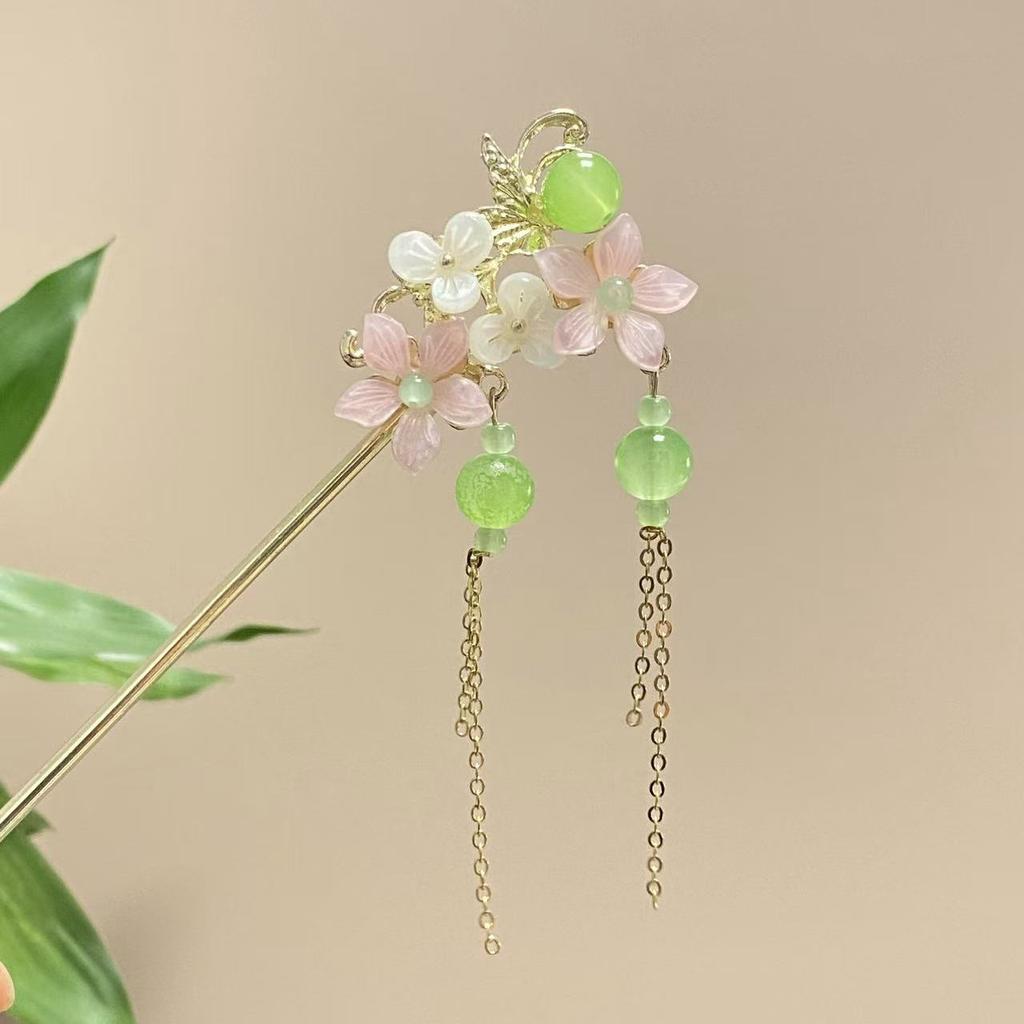 Fairy Spring Element Hairpin For Women Exquisite Flower Tassel Hair Stick Elegant Metal Jewelry Hair Accessories Hanfu Hair Pins