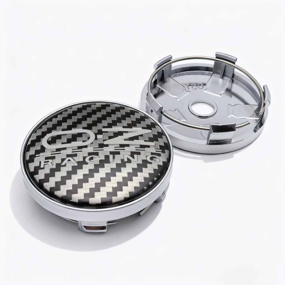 4 Stück OZ Racing Logo Kohlefaser-Geflecht Emblem Auto Radnabendeckel 60MM 56MM Auto Räder Nabenkappe Felge Radkappen Abdeckung Epoxidharz