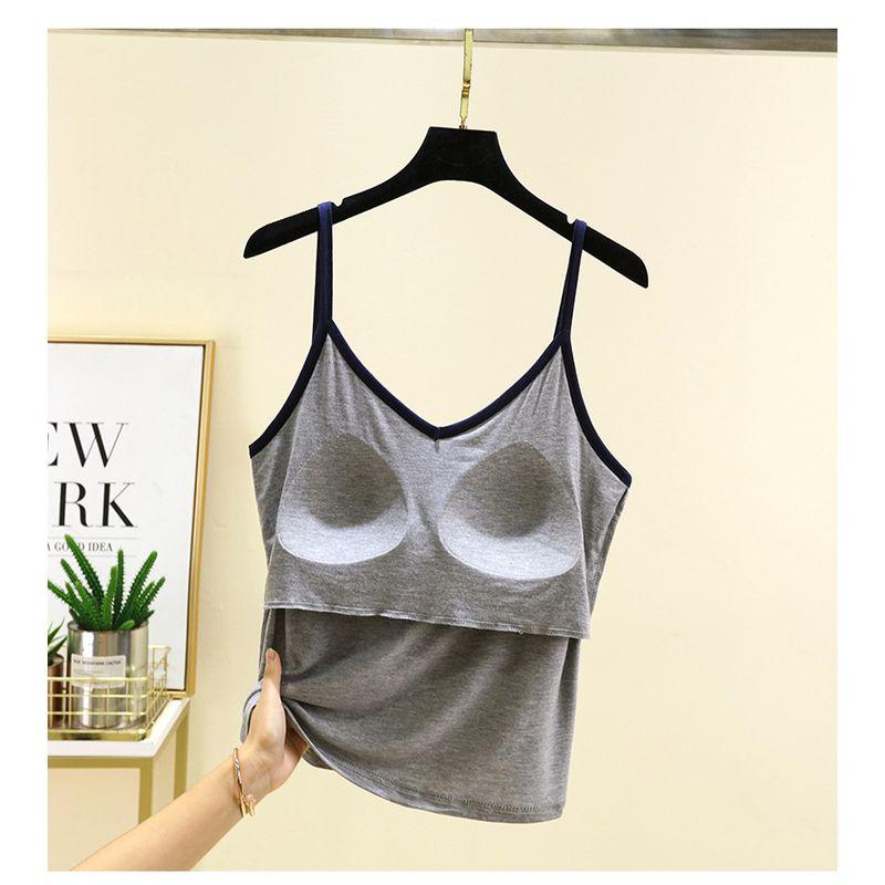 

Модал с нагрудной подушечкой Слинг Женский Летний Свободный Большого размера V-образный вырез Без рукавов Нижняя рубашка Внутренняя одежда Тонкий Утягивающий Жилет Light gray L (Recommendation 50.00 kg-60.00 kg