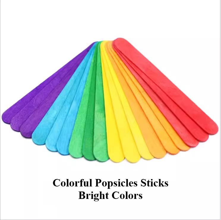 Palitos de Picolé Coloridos Palitos de Sorvete Palitos de Artesanato de Madeira 50 Peças para Artesanato DIY Designs Criativos e Educação de Alunos