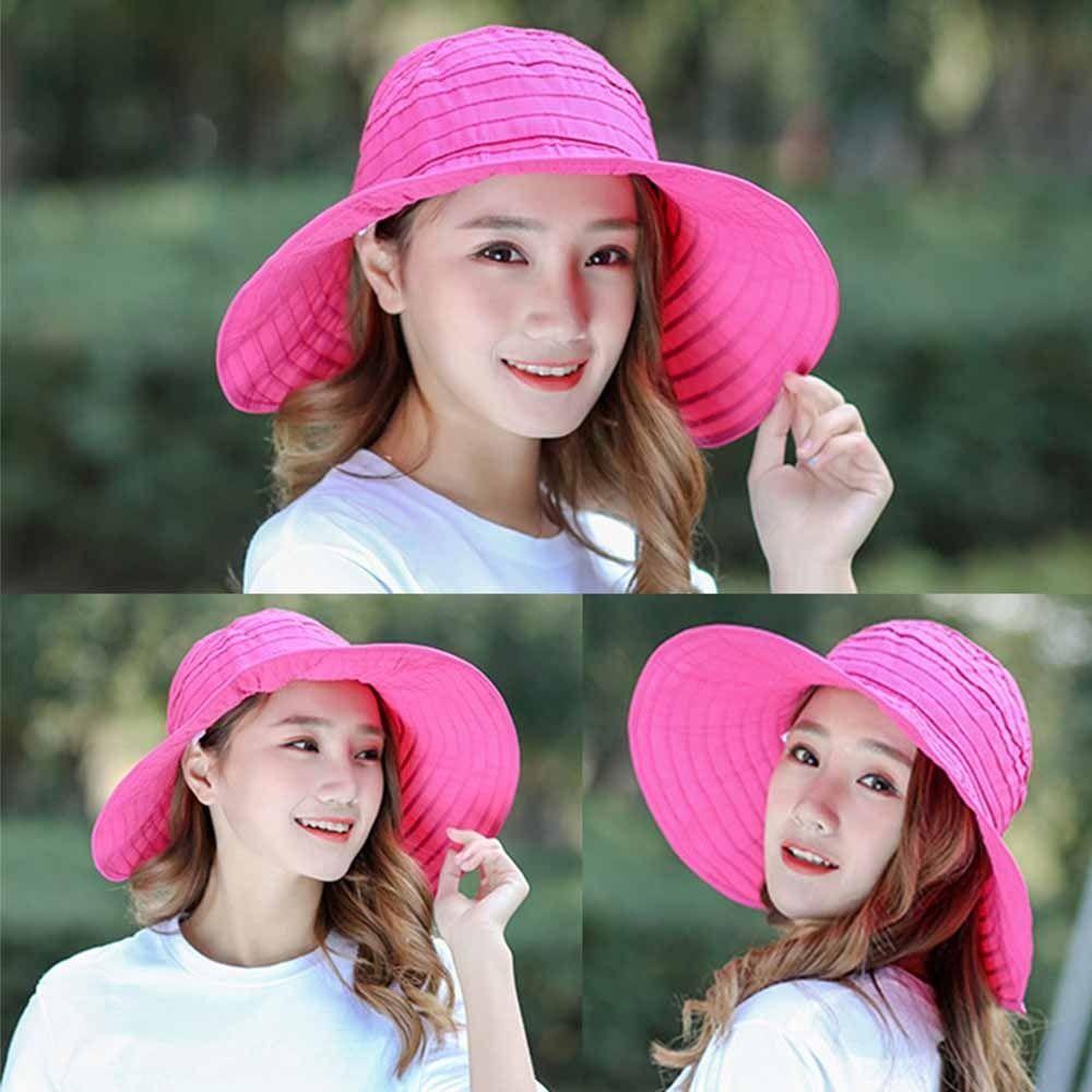 Foldable Women Sun Hat Wide Brim Sun Protection Hat Lightweight Summer Beach Hat Beach Wear
