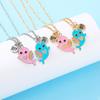 2Pcs/Set Cartoon BFF Round Charm Rainbow Dolphin Design Best Friends Necklace For Girls Frienship Gift