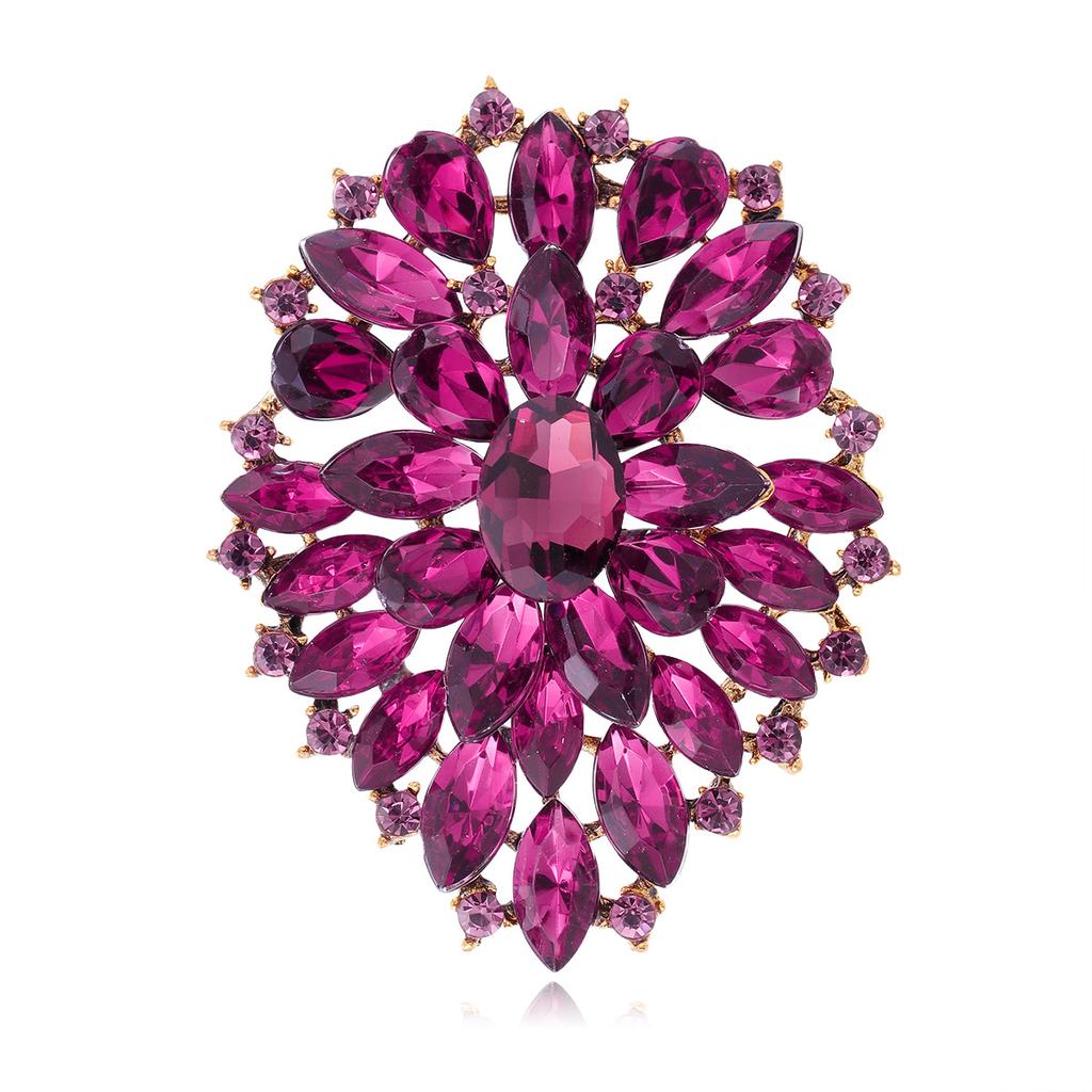Fashion Rhinestone Crystal Flower Shape Brooches For Women Clothing Coat Jeweley Accessries Gifts