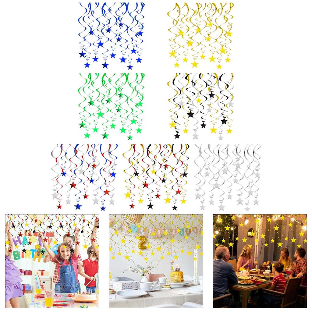 Pachet de 30 de decorațiuni spirale suspendate stea pentru nunți și petreceri pentru bebeluși Ideal pentru organizatori de petreceri și pasionați de bricolaj