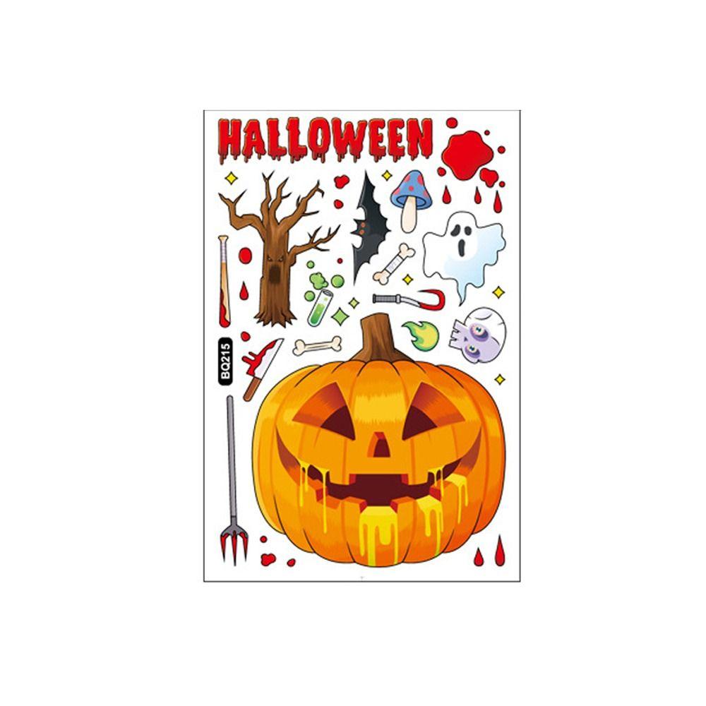 Cute Halloween Window Stickers Witch Bat Pumpkin Skull Self-adhesive Stickers Home Decoration