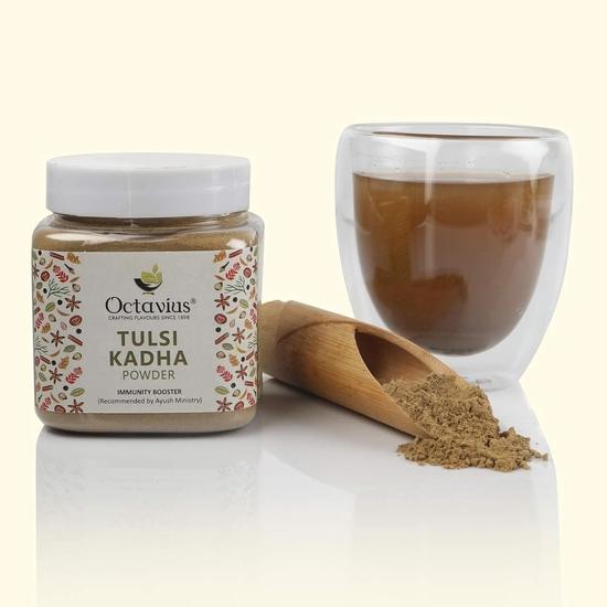 Octavius Tulsi Kadha Powder - 150 Gm | Traditional Indian Decoction | Ayush Kwath Kadha Powder Helps Relieve Cough and Cold| Tulsi Kadha Mix