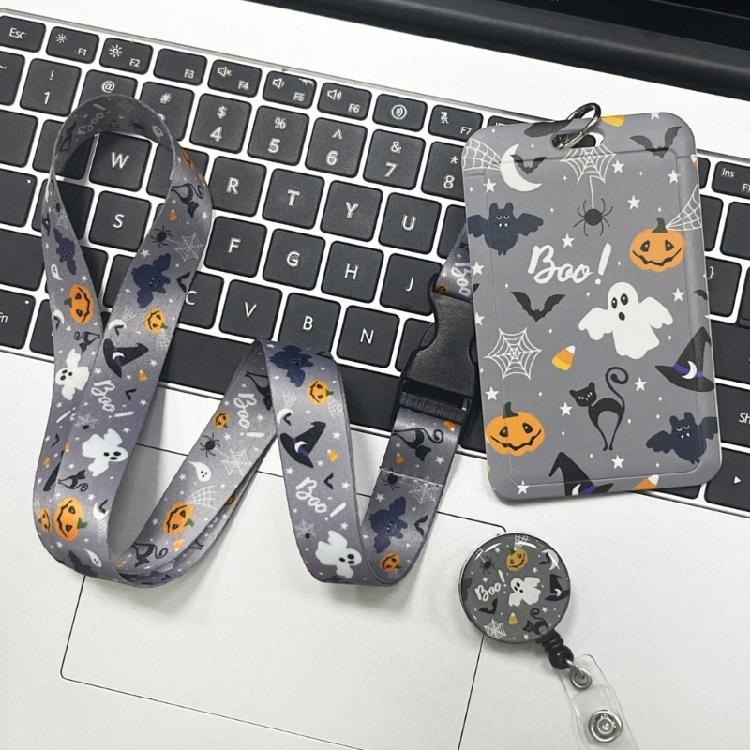 Retractable Badge Holder Halloween Lanyard with Badge Reels Carabiner Clip Neck Strap for Teacher Nurse Doctor