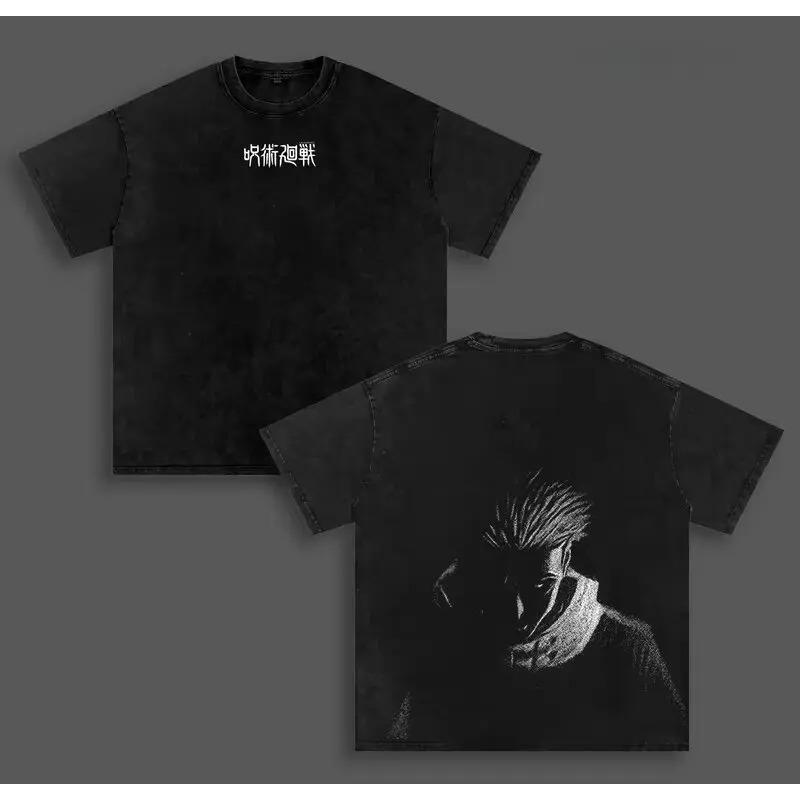 Itadori Yuji Jujutsu Kaisen Anime T-shirt Hip Hop Y2k Washed T Shirt Summer Short Sleeve Cotton Soft Tees Tops Men's Clothing
