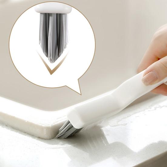 Crevice Cleaning Brush V-shaped Hard Bristles Hanging Long Handle Multifunctional Kitchen Bathroom Tile Dead Angle Gap Groove Grout Cleaner Tool