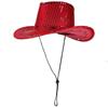 Gold Sequins Western Cowgirls Hat with Bandana Costume Set For Parties And Theme Event With Comfortable Acrylic Fabric