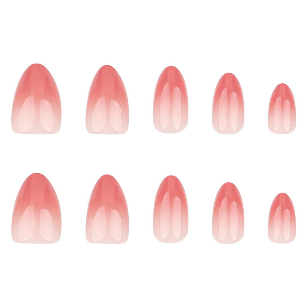 Blush Gradient French Manicure: Reusable Short Pointed False Nails