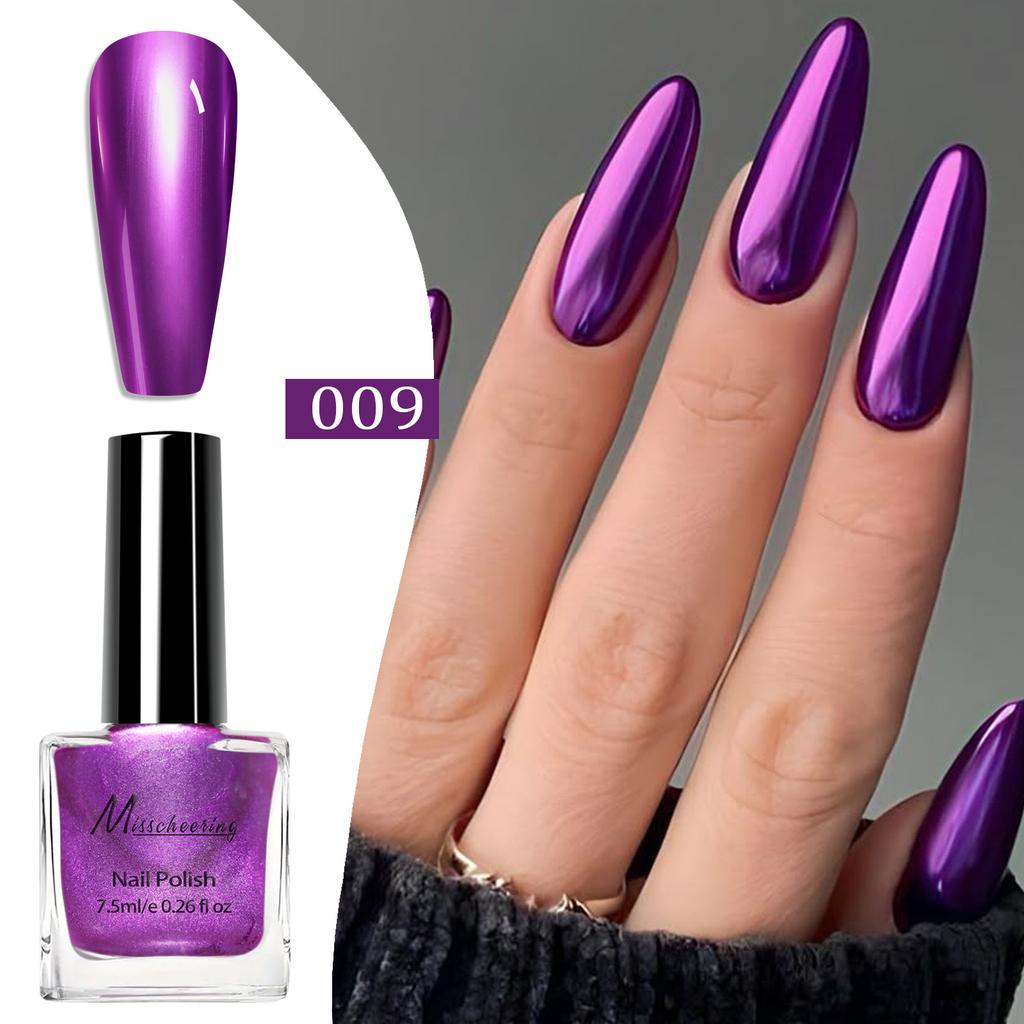 Metallic Mirror Effect Pro Chrome Finish Nail Polish Set No Light Cure Required Fast-Drying High-Shine DIY Manicure