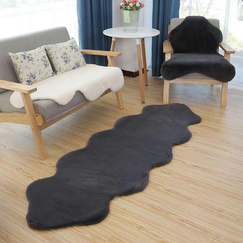 Faux Rabbit Fur Wavy Rug - Versatile for Bedroom, Living Room, or Sofa Use