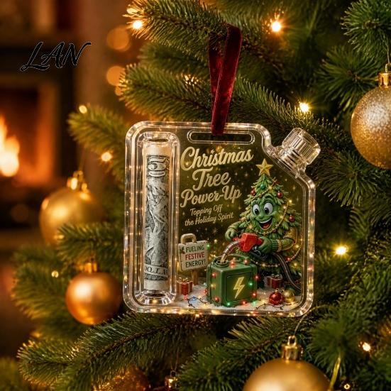 Christmas Money Holder Cash Gift Ornament, Acrylic for Cash, Holiday Funny Xmas Tree Hanging Decoration, Gifts Party Favors Reusable Ornament