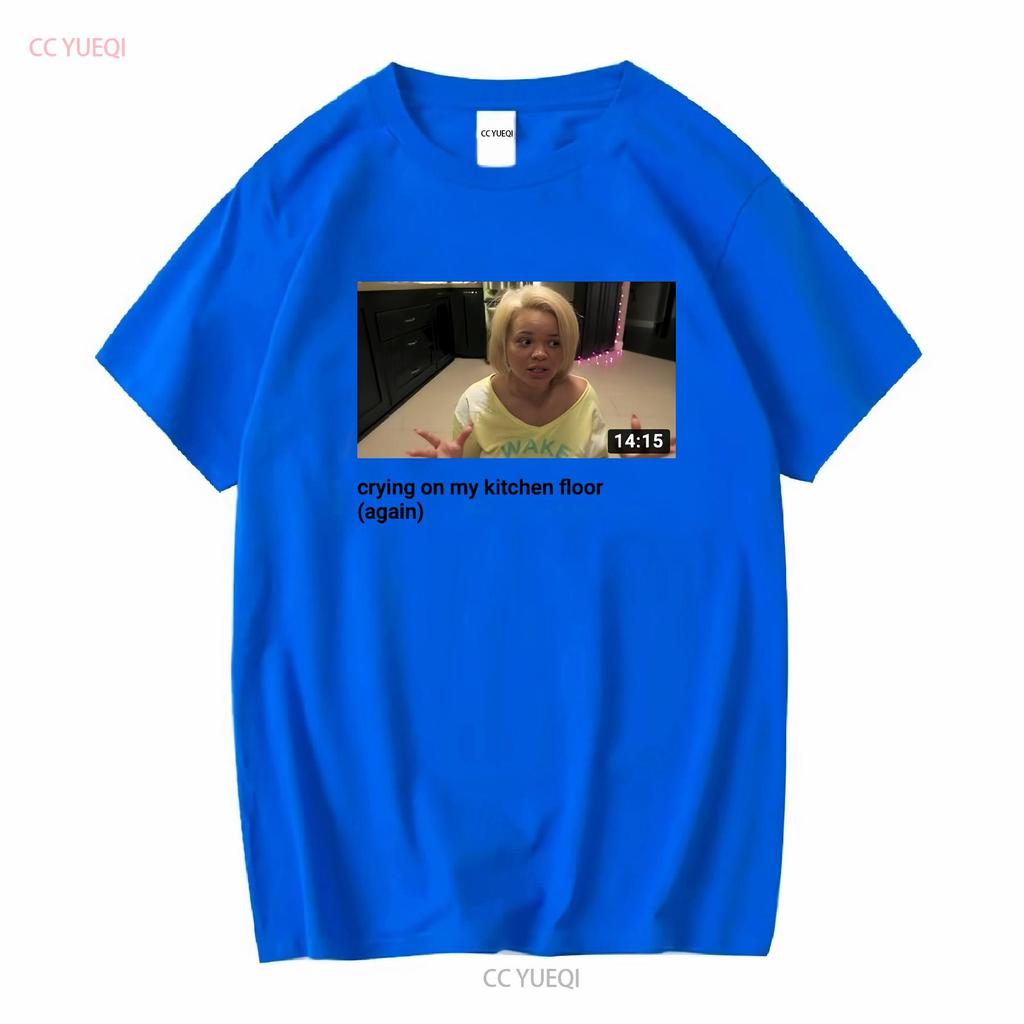 White T shirt iconic Trisha pastas YouTube video crying on kitchen floor long or short sleeves vintage Washed homme Unisex