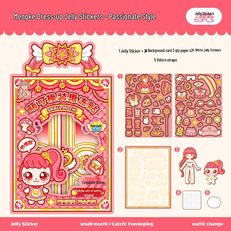 Little Mochi MoeKko Dress-up Jelly Stickers DIY Journal: Educational Sticker Book for Girls