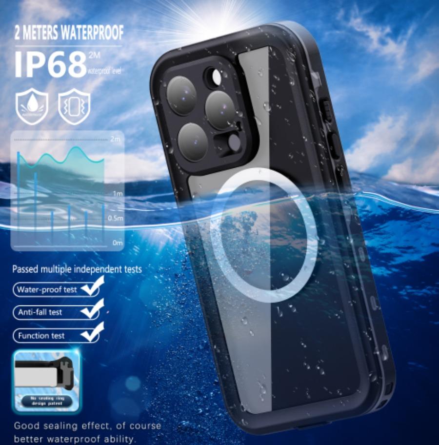 Shockproof Dustproof IP68 Waterproof Shell For iPhone 17 Air 16e 16 15 14 Plus 13 Pro Max MagSafe Magnetic Case Diving Cover