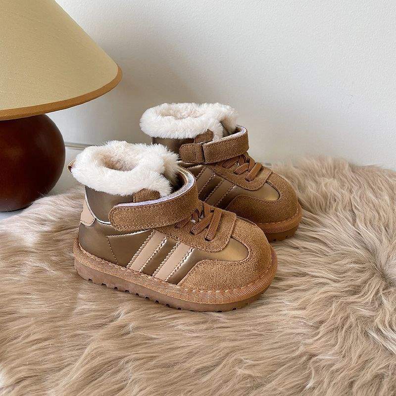 Autumn and Winter Children's Foreign Versatile Snow Boots Soft Sole Non-slip Baby Toddler Shoes Cold-proof Boys and Girls Cotton Shoes Tide