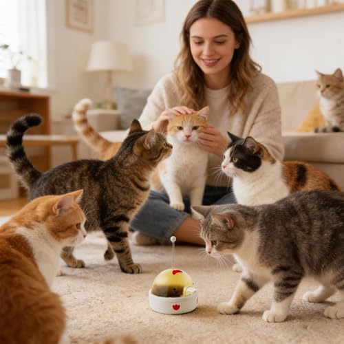 Electric Smart Cat Feeder Toy, Interactive Puzzle Play for Kittens, Training & Exercise Mat, Indoor Outdoor Travel Snack Dispenser