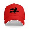 Witch Flying On Broomstick Black Baseball Cap Halloween Magic Theme Design Unisex Adjustable Hat for Adults