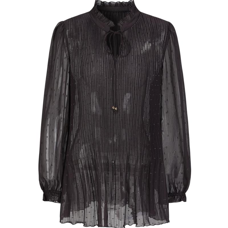 JUZI Anna & Kou BlingBling Pleated Long-Sleeve Top M