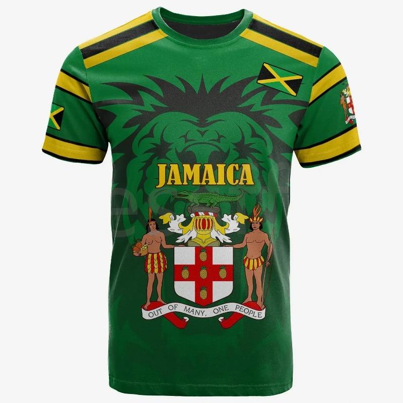 Tessffel Jamaica Lion Emblem Zomer Nieuwe Mode 3D Print Tops Tee T-shirt Mannen Vrouwen Korte Mouw T-shirt Streetwear Stijl-4