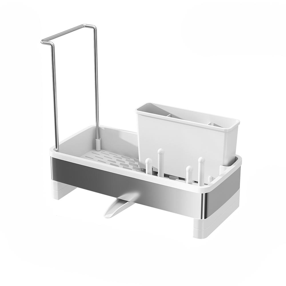 Kitchen Sponge Holder Sink Organizer Divided Compartments Efficient Drainage Tidy Sink Area Storage Rack Storage Holder