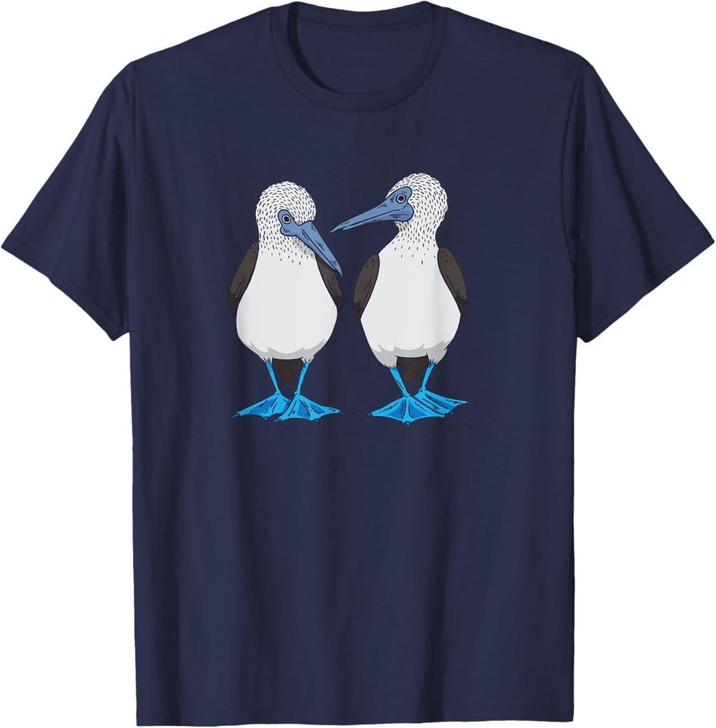 T-shirt Disegno Uccelli Marini Booby Piedi Blu