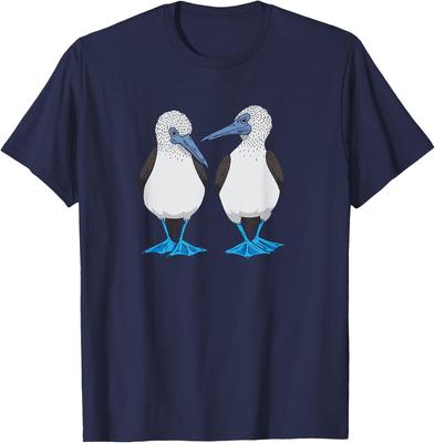 T-shirt s kresbou mořských ptáků booby s modrýma nohama