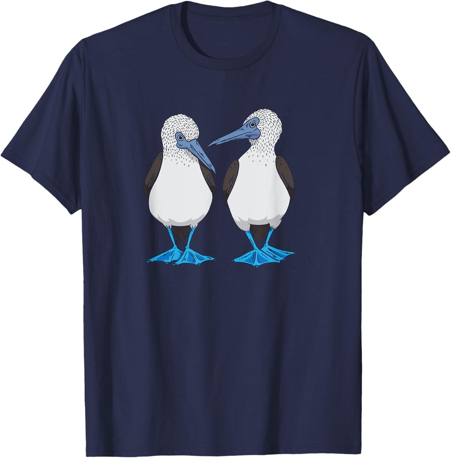 Booby Sea Birds Footed Blue Feet Drawing T-Shirt S разноцветный