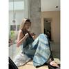 Summer New Smudged Denim Suspender Dress Women's Summer Design Sense Niche Temperament Thin Straight Dress