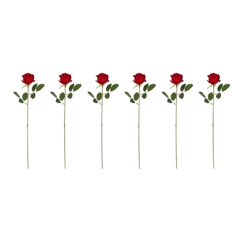 Practical Set of 6 Lifelikes Soft Flocking Fabric Roses Portable for Florals Arrangements and Special Gifts Daily Use