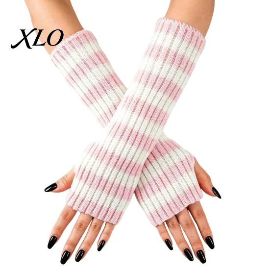 Striped Wrist Warmers Knitted Arm for Women, Fingerless Sleeves, Soft Thermal Sleeves Cold Weather Autumn Winter, Fashion Accessories Girls
