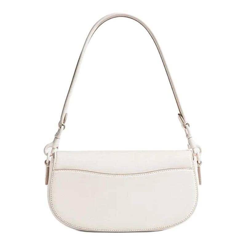 Coach EMMY 23 Brand Logo Logo Push Lock Closure Cow Leather Saddle Bag Hand Shoulder Bag Medium Size Women's White