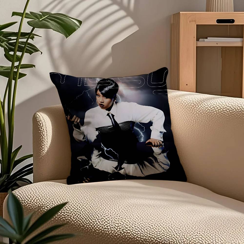 Rapperin M-Missy ElliottS Album Kissenbezug Komfort Sofa Bett Seidig elegant Verdeckter Reißverschluss Individueller Dekorativer Kissenbezug
